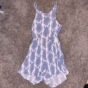 Blue and white romper size XS - open back with tie